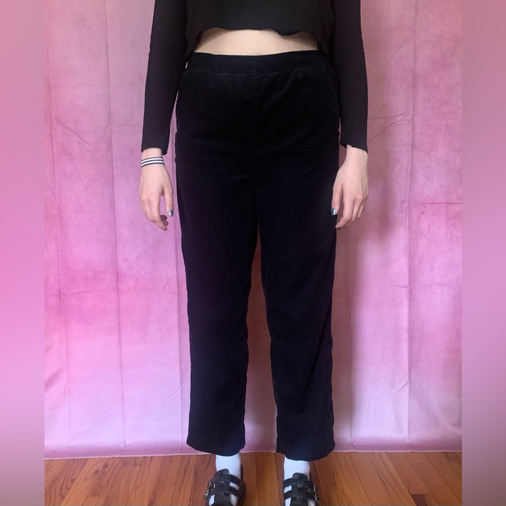 Baxter & Wells black elastic band corduroy style baggy pants